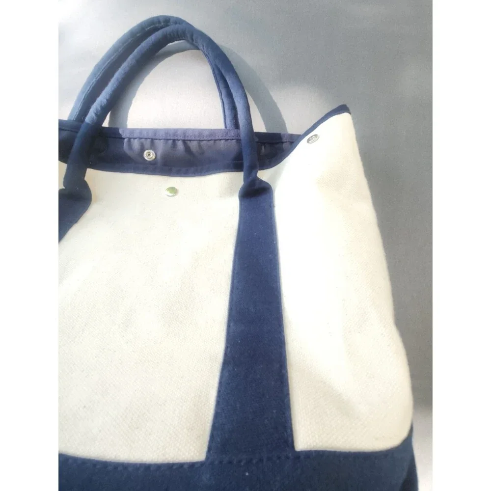 Morgan Stanley Scarborough & Tweed Canvas Snap Boat Tote Bag – Navy Trim